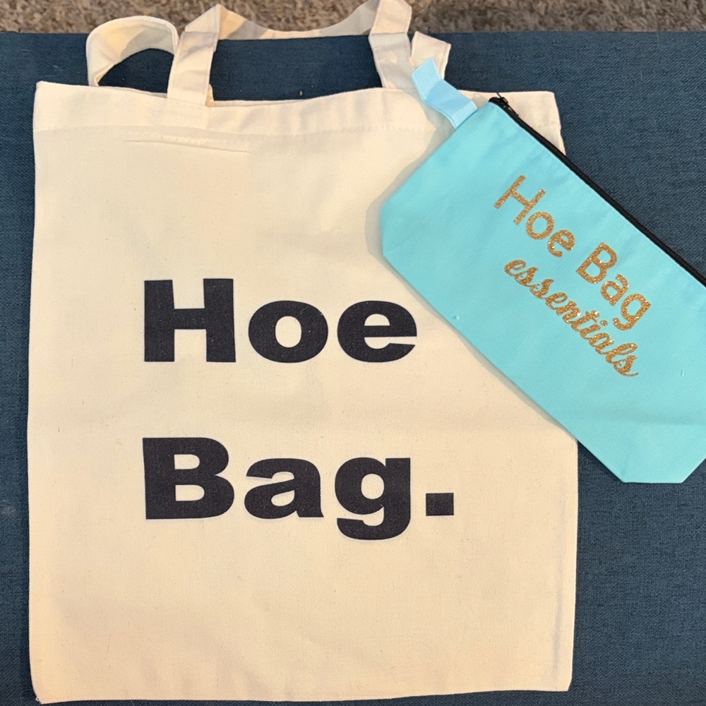 Stylish Canvas Tote and Pouch Set - Cream and Blue